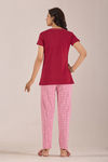 Sweet Moon Knit Cotton Pyjama Set - Darkpink Maroon — thumbnail 2